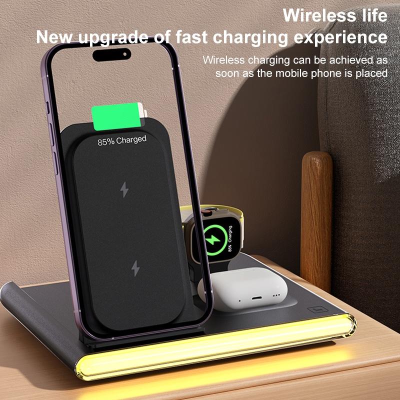 Foldable 15W Magnetic Wireless Charger With Ambient Light - White