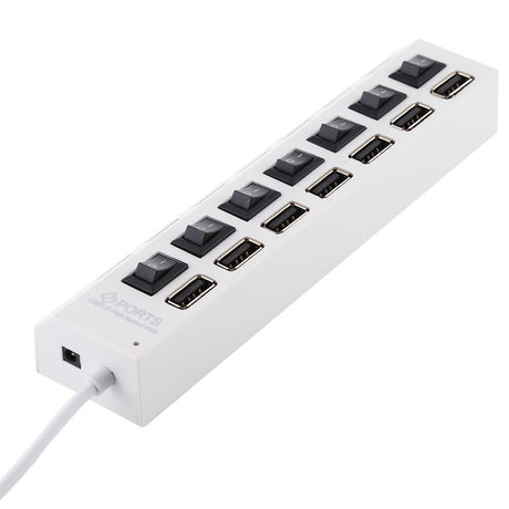 7-Port Usb Hub With High Speed 480Mbps On / Off Switch & 7 Leds - White