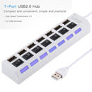 7-Port Usb Hub With High Speed 480Mbps On / Off Switch & 7 Leds - White
