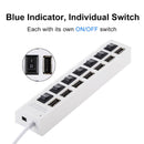 7-Port Usb Hub With High Speed 480Mbps On / Off Switch & 7 Leds - White