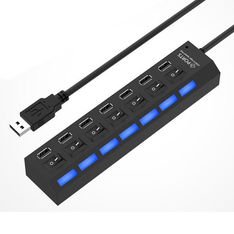 7-Port Usb Hub With High Speed 480Mbps On / Off Switch & 7 Leds - White