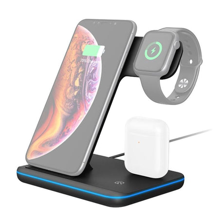 3 In 1 Magnetic Wireless Charger With Touch Ring Light - White