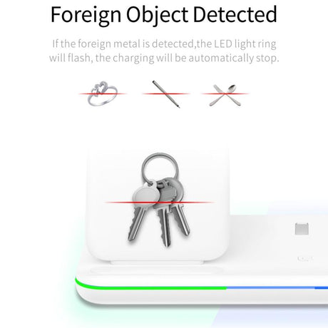 3 In 1 Magnetic Wireless Charger With Touch Ring Light - White