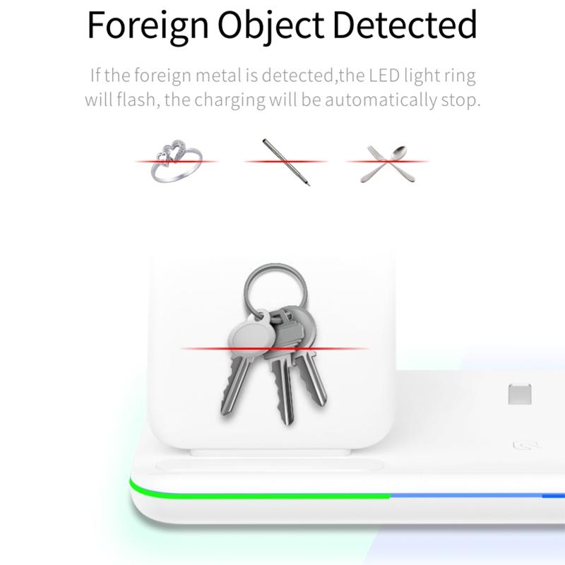 3 In 1 Magnetic Wireless Charger With Touch Ring Light - White