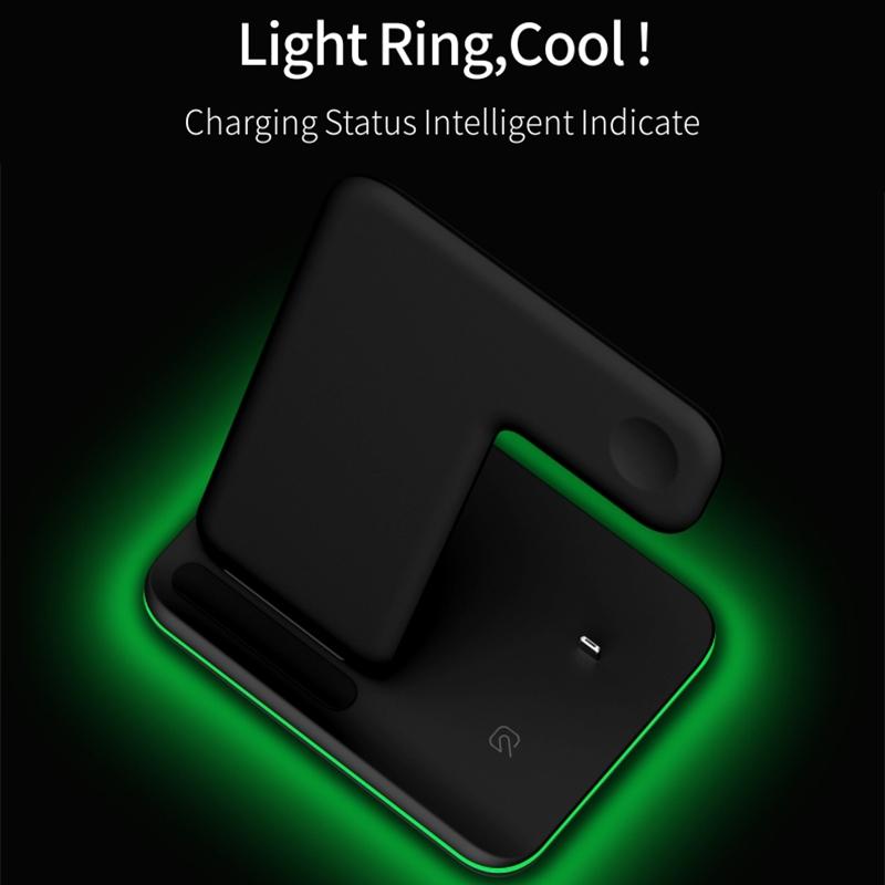 3 In 1 Magnetic Wireless Charger With Touch Ring Light - White