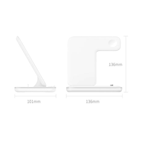 3 In 1 Magnetic Wireless Charger With Touch Ring Light - White