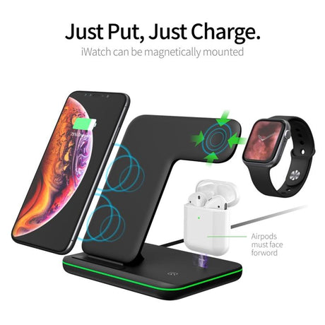 3 In 1 Magnetic Wireless Charger With Touch Ring Light - White