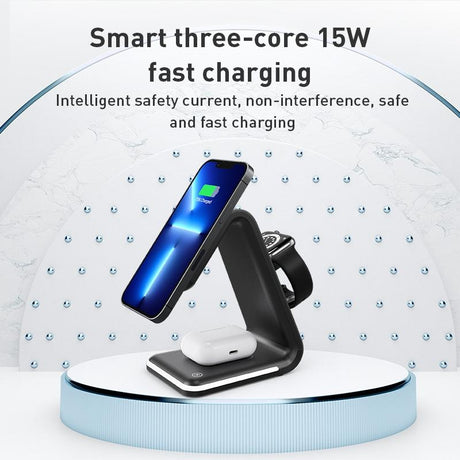 3 In 1 Magnetic Wireless Vertical Charger - White