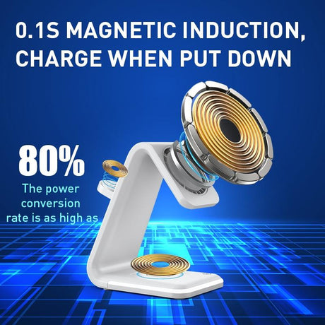 3 In 1 Magnetic Wireless Vertical Charger - White