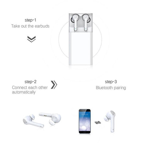 Wireless 3d Stereo Earphones with Bluetooth 5.0 - White