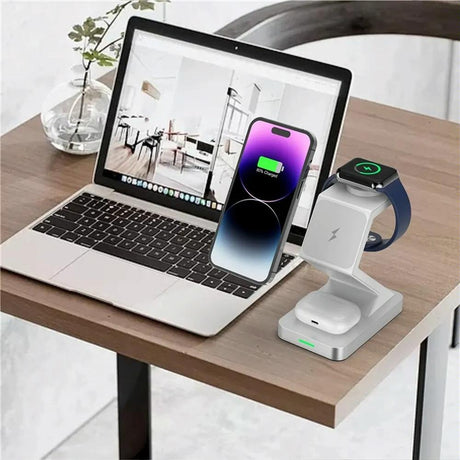 15W 3 In 1 Magnetic Wireless Charger For Iphone Watch Airpods - White