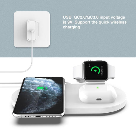 3 In 1 Wireless Charger For Phones Iwatch Airpods - White