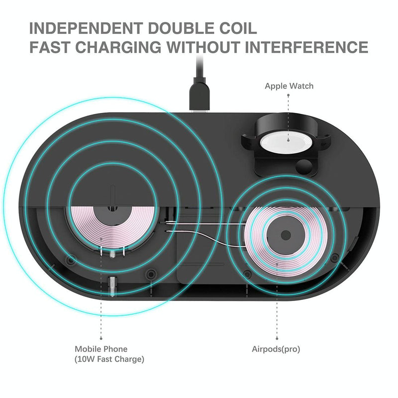 3 In 1 Wireless Charger For Phones Iwatch Airpods - White