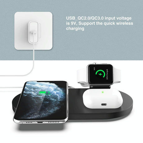 3 In 1 Wireless Charger For Phones Iwatch Airpods - White