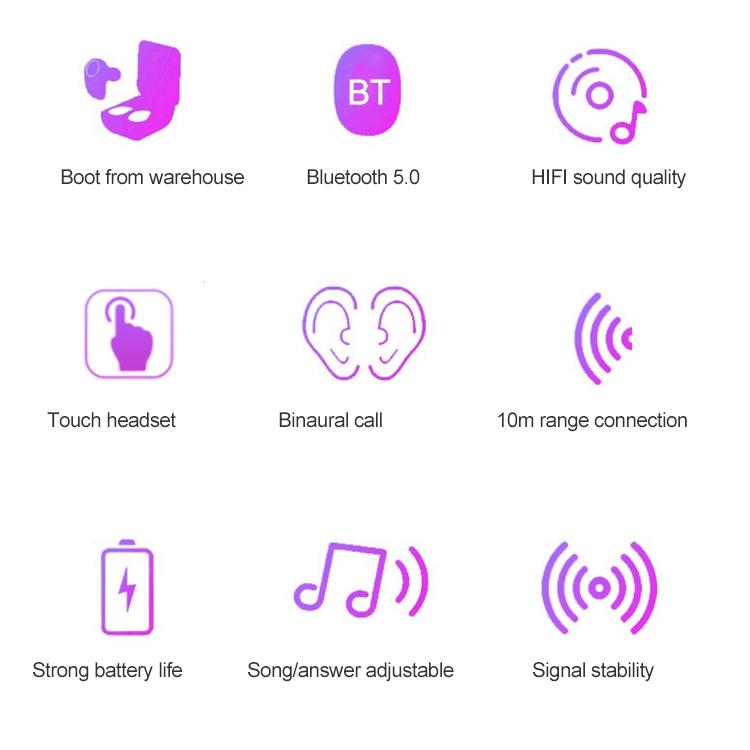 Wireless Touch Bluetooth Headset with Magnetic Charging - Automatic Pairing - White