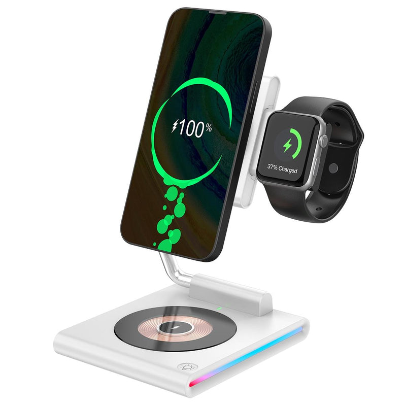 15W Foldable Magnetic Wireless Charger - White