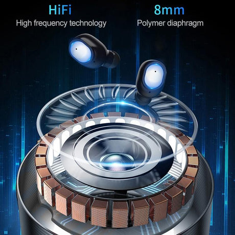 Wireless Bluetooth 5.0 Earphones - Binaural Stereo Automatic Pairing - White