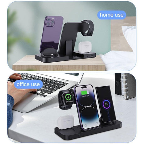 6 In 1 Foldable Vertical Wireless Charger - White