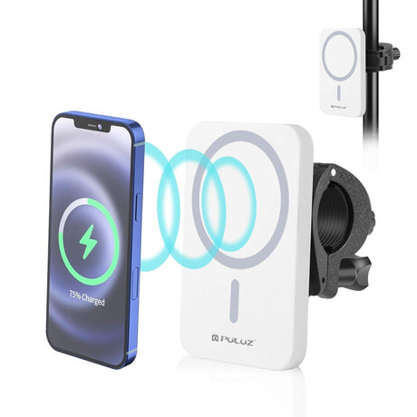 15W Magnetic Wireless Charger With Vlogging Phone Clamp - White