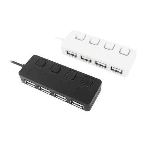 4-Port Usb 2.0 Hub With Switches - White