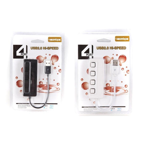 4-Port Usb 2.0 Hub With Switches - White