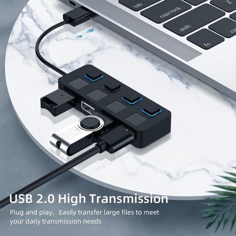 4-Port Usb 2.0 Hub With Switches - White