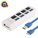 4-Port Usb 3.0 Hub 5Gbps Speed Plug & Play 1Tb Support - White