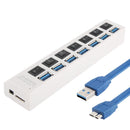 7-Port Usb 3.0 Hub 5Gbps Plug & Play 1Tb Support - White