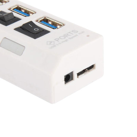 7-Port Usb 3.0 Hub 5Gbps Plug & Play 1Tb Support - White