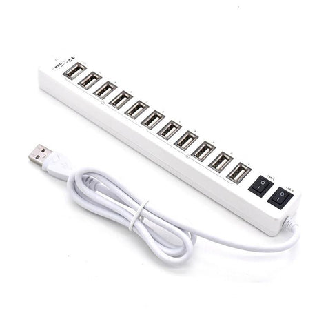 12-Port Usb 2.0 Hub For Laptops And Netbooks - White