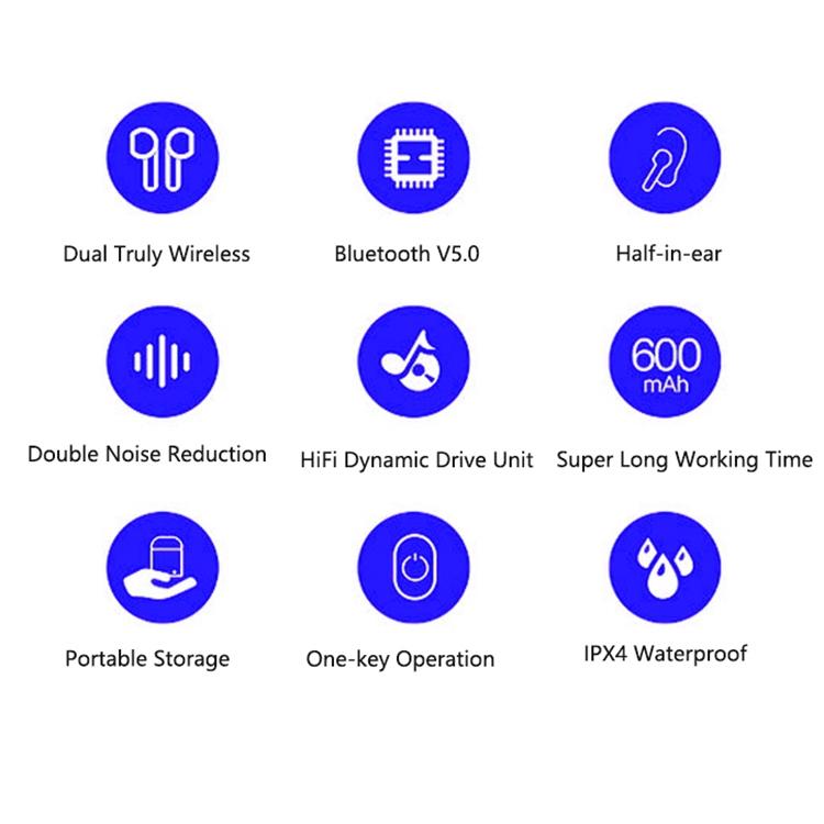 Wireless Tws Sport Stereo Bluetooth Headset with Charging Box - Bluetooth 5.0