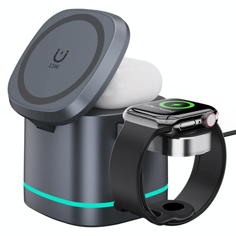 15W 3 In 1 Magnetic Wireless Charger - White