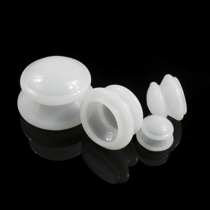 4-Piece Silicone Cupping Therapy Set For Body Massage - White