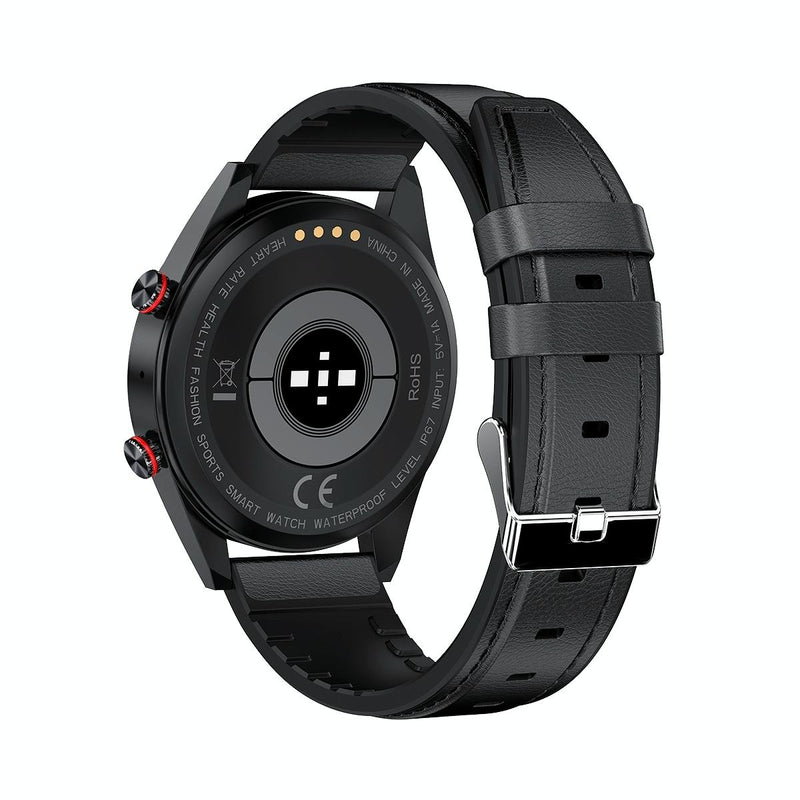 Leather Strap Amoled Smart Watch With Heart Rate And Blood Pressure Monitoring - Brown
