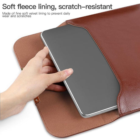 13.3 2-In-1 Laptop Sleeve With Mouse Storage In Pu Leather - Brown