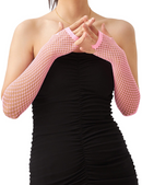 12x Long Elbow Length Fishnet Gloves Fingerless 70s 80s Womens Costume Party Bulk in Light Pink
