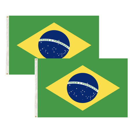 2x Brazil Country Flags Heavy Duty Brasil World Cup Brazilian  - 150cm x 90cm