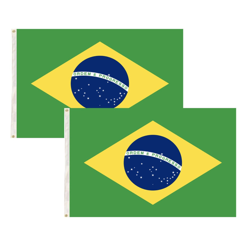 2x Brazil Country Flags Heavy Duty Brasil World Cup Brazilian  - 150cm x 90cm