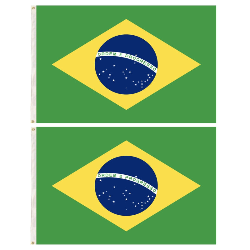 2x Brazil Country Flags Heavy Duty Brasil World Cup Brazilian  - 150cm x 90cm