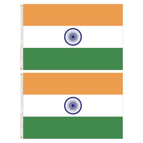 2x India Country Flags Indian Heavy Duty National Cricket Diwali Divali - 150cm x 90cm