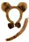 BROWN BEAR EARS HEADBAND w Bow Tail Animal Costume Halloween Party Hair Accessory
