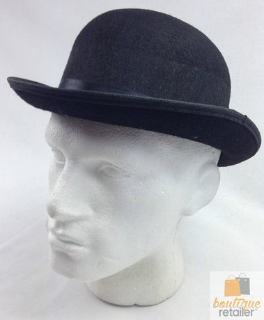 BOWLER HAT Party Costume Derby Fancy Dress Dance Halloween Vintage Cap - Black
