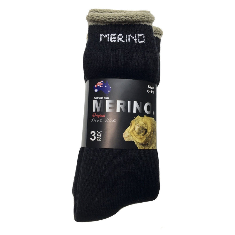 3 Pairs MERINO WOOL SOCKS Mens Heavy Duty Premium Thick Work Socks Cushion - Red - 6-11