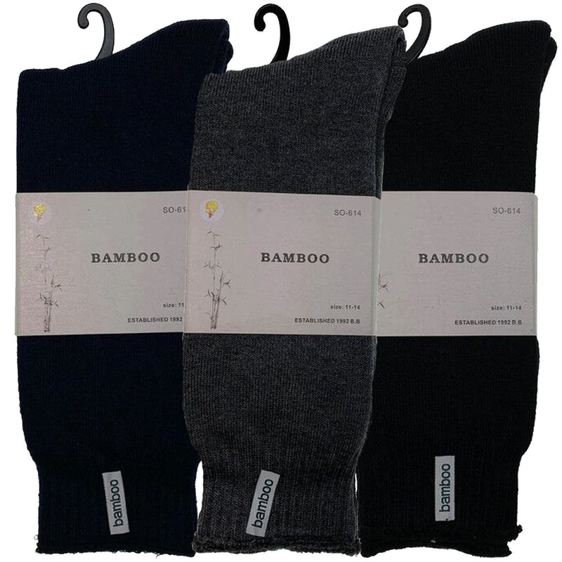 3 Pairs PREMIUM BAMBOO SOCKS Mens Heavy Duty Thick Work Socks BULK Cushion - Assorted Colour Pack - 11-14