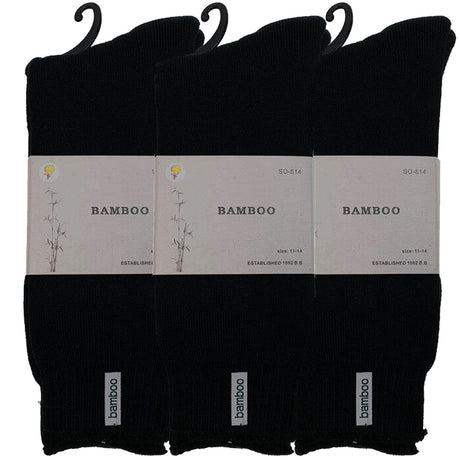 3 Pairs PREMIUM BAMBOO SOCKS Mens Heavy Duty Thick Work Socks BULK Cushion - Black - 7-11