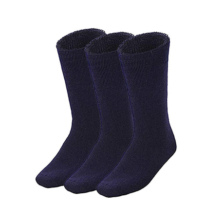 3 Pairs BAMBOO SOCKS Mens Heavy Duty Premium Thick Work Socks Cushion BULK - Navy Blue - 11-14