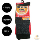 4 Pairs Mens THERMAL HEATED SOCKS Warm Winter Comfort Mens Work Sox Ski BULK - 6-11 UK