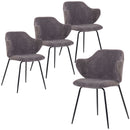 Set of 2 Dining Chairs with Corduroy Cord Fabric in Dark Grey Lincoln
