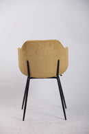Set of 4 Dining Chairs Corduroy Cord Fabric with Metal Legs in Mustard Yellow