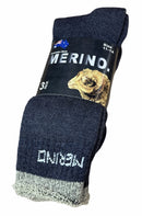 6 Pairs MERINO WOOL SOCKS Mens Heavy Duty Premium Thick Work Socks Cushion BULK - Navy Blue - 6-11